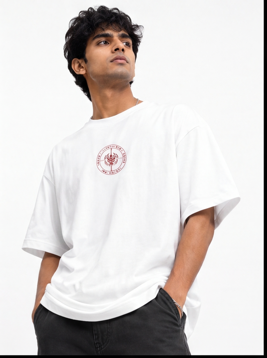 Predator Samurai Graphic Oversized T-Shirt – White Anime Streetwear Tee