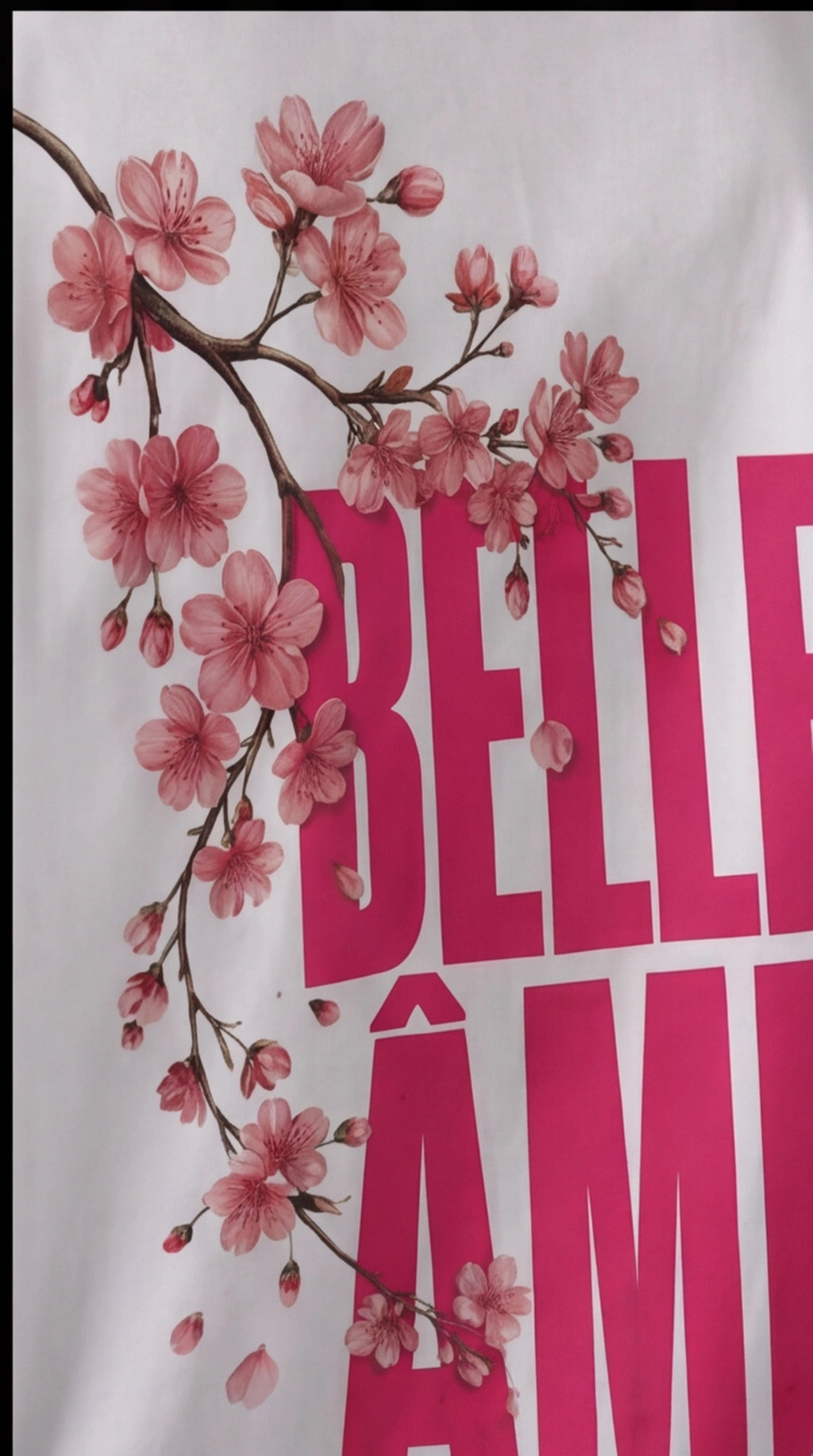 Belle Âme Cherry Blossom Oversized T-Shirt – White Floral Graphic Tee