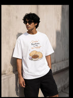 Chole Bhature Is My Love Language Oversized T-Shirt – White Graphic Tee
