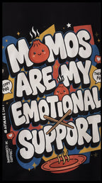 Momos Are My Emotional Support Oversized T-Shirt – Black Foodie Graphic Tee