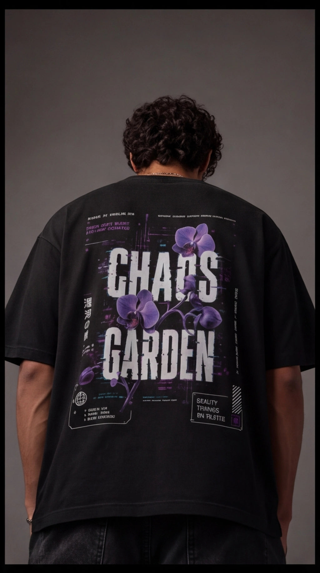 Chaos Garden Oversized T-Shirt – Cyber Floral Streetwear Tee