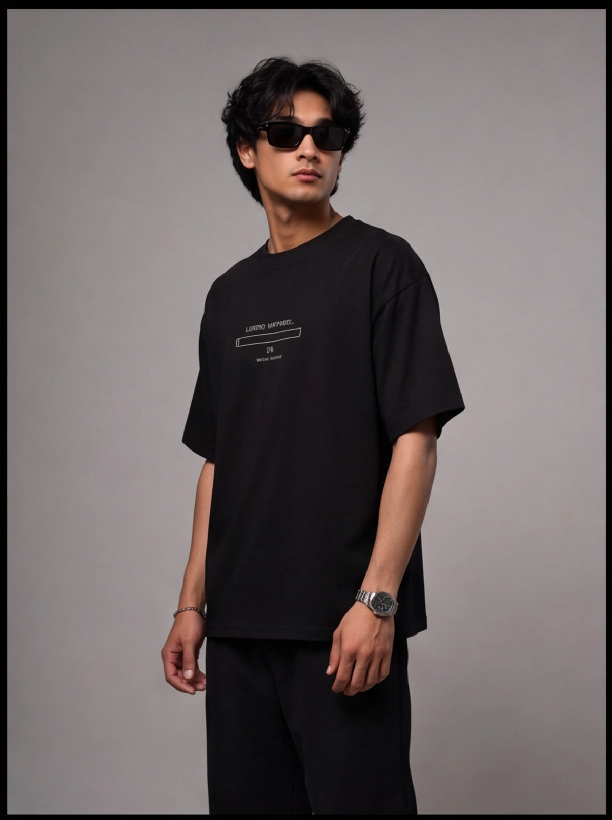 Loading Happiness Graphic Oversized T-Shirt - Black