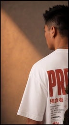 Predator Samurai Graphic Oversized T-Shirt – White Anime Streetwear Tee