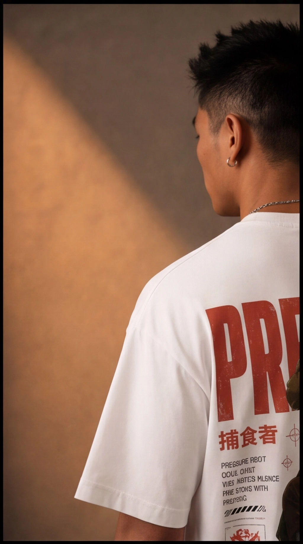 Predator Samurai Graphic Oversized T-Shirt – White Anime Streetwear Tee