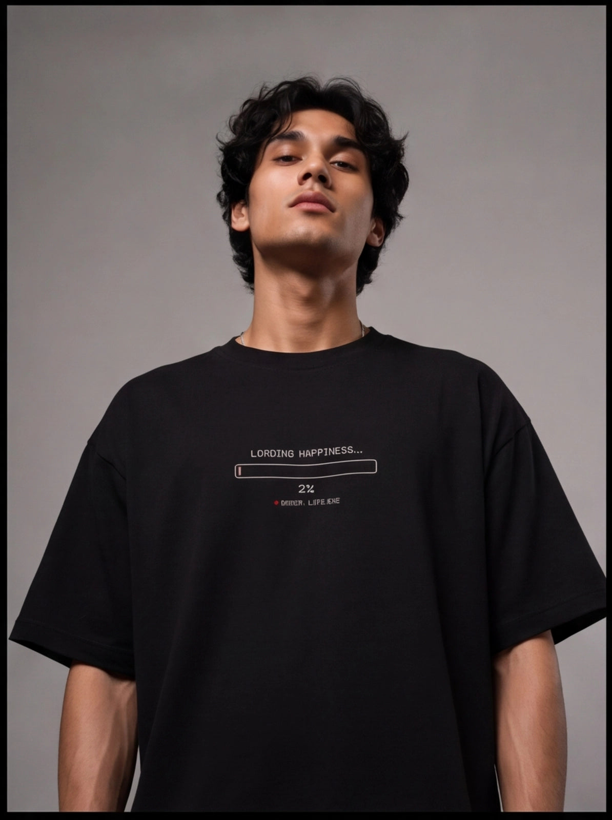 Loading Happiness Graphic Oversized T-Shirt - Black