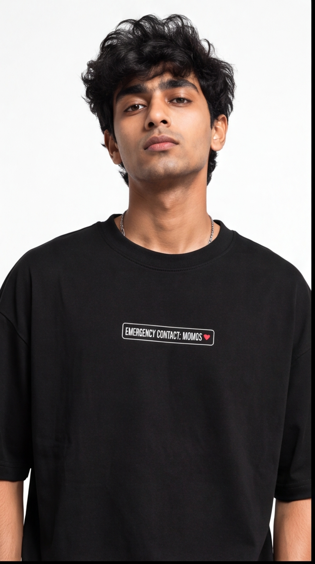 Momos Are My Emotional Support Oversized T-Shirt – Black Foodie Graphic Tee