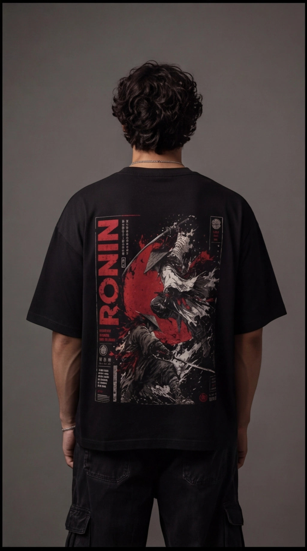 Ronin Shadow Oversized T-Shirt – Japanese Samurai Streetwear Graphic Tee