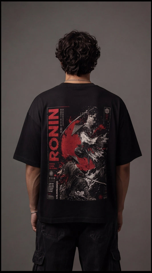 Ronin Shadow Oversized T-Shirt – Japanese Samurai Streetwear Graphic Tee