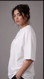 Belle Âme Cherry Blossom Oversized T-Shirt – White Floral Graphic Tee