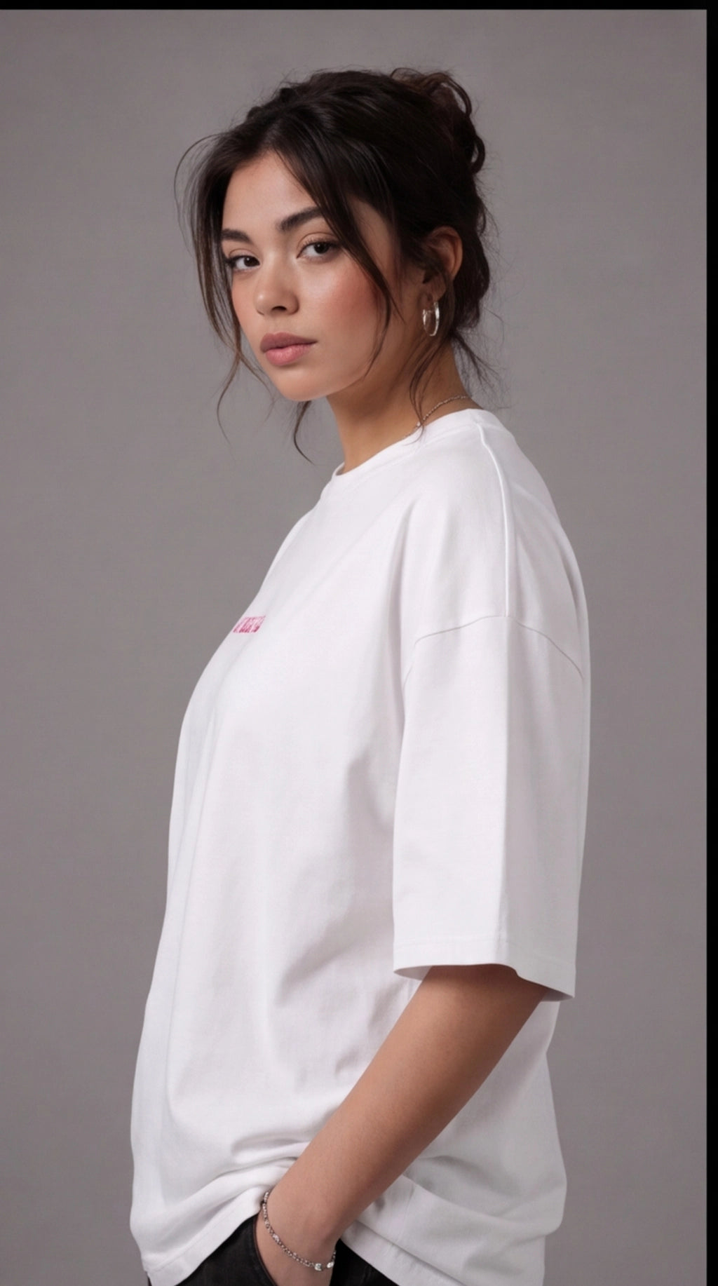 Belle Âme Cherry Blossom Oversized T-Shirt – White Floral Graphic Tee