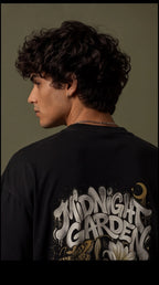 Midnight Garden Oversized T-Shirt – Black Floral Streetwear Tee