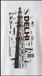 Delhi Skyline Graphic Oversized T-Shirt – White Urban Streetwear Tee