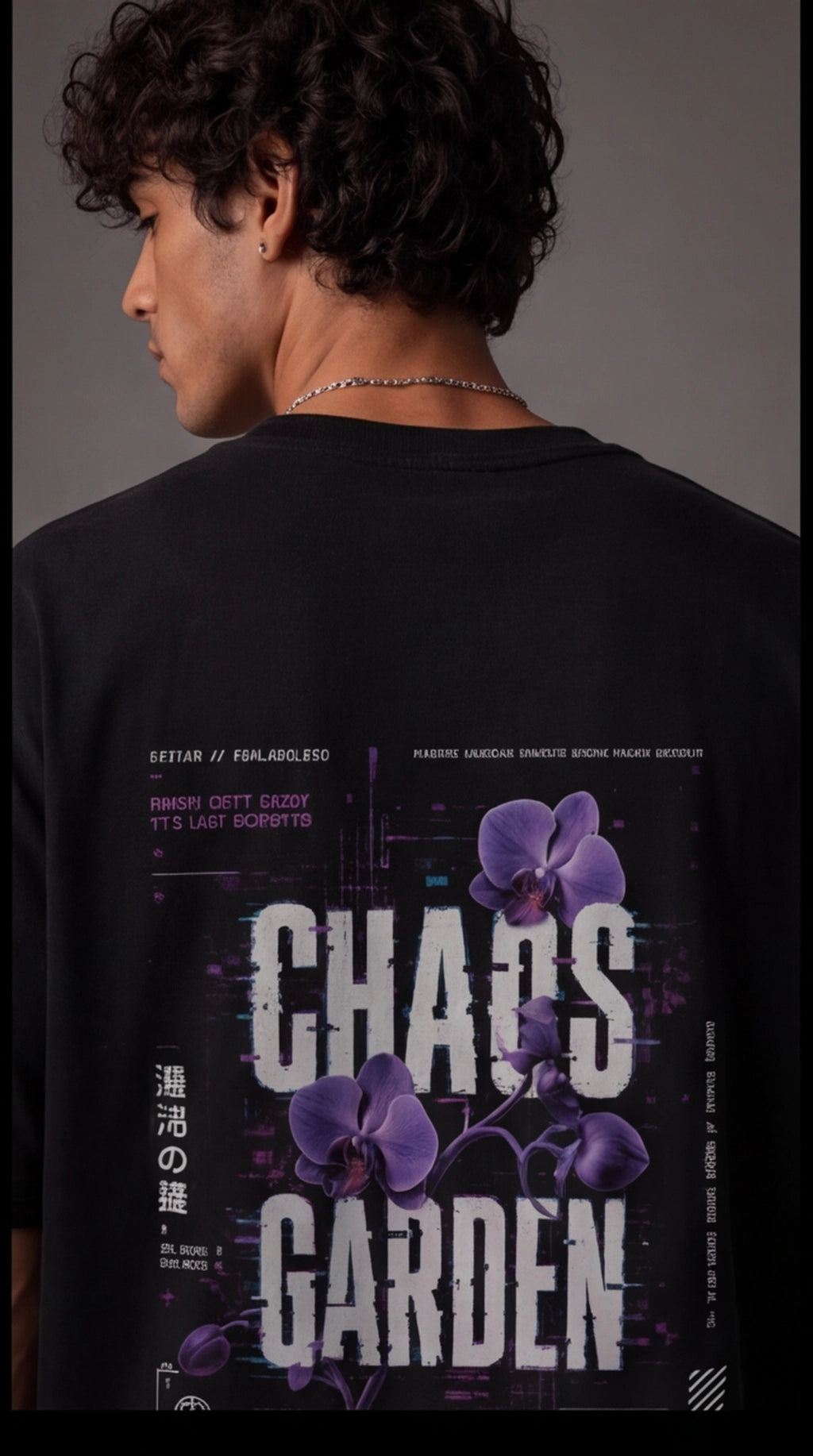 Chaos Garden Oversized T-Shirt – Cyber Floral Streetwear Tee