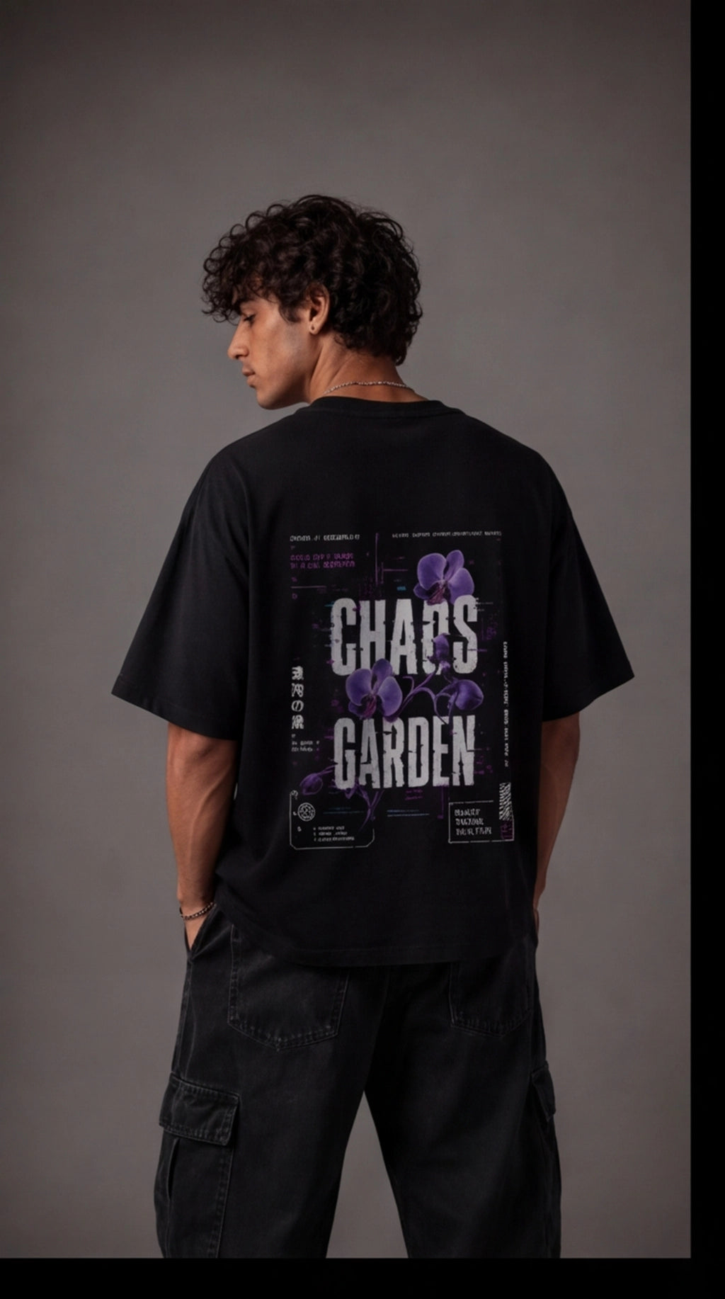 Chaos Garden Oversized T-Shirt – Cyber Floral Streetwear Tee