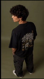 Midnight Garden Oversized T-Shirt – Black Floral Streetwear Tee