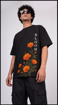 Bloom Premium Cotton Oversized Tee/T-Shirt - Black