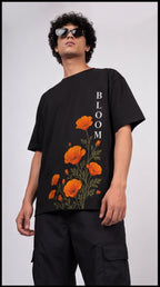 Bloom Premium Cotton Oversized Tee/T-Shirt - Black