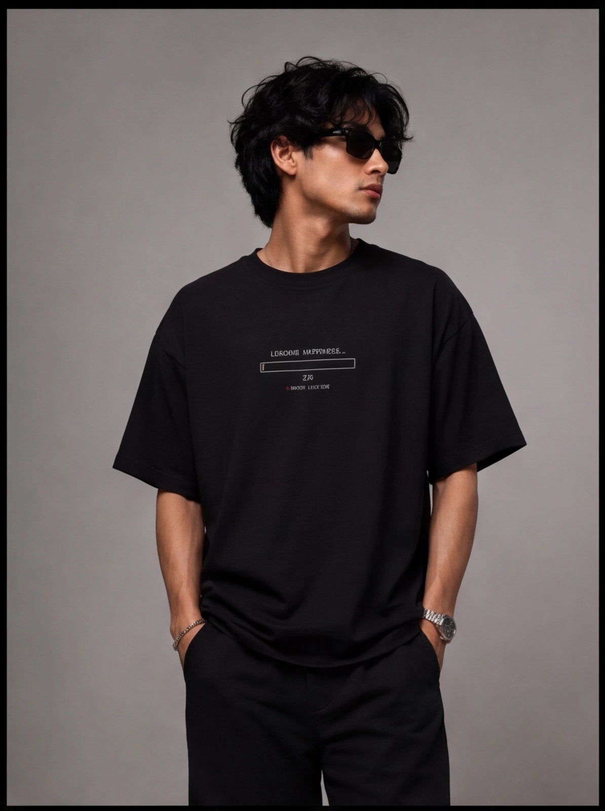 Loading Happiness Graphic Oversized T-Shirt - Black
