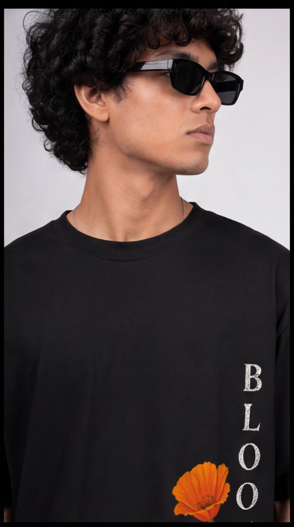 Bloom Premium Cotton Oversized Tee/T-Shirt - Black