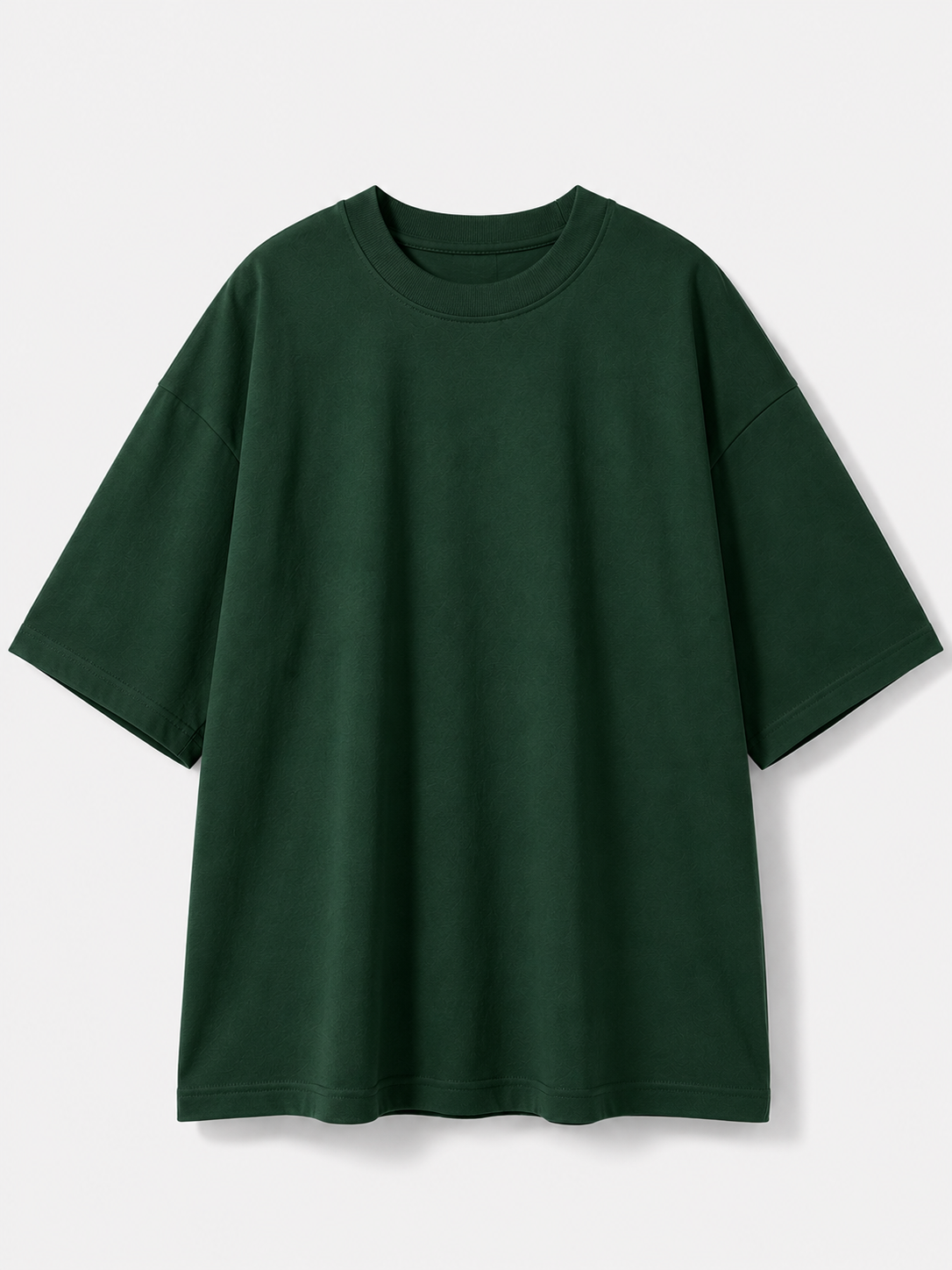 A dark forest deep green short-sleeve crewneck t-shirt, shown flat against a light gray background.