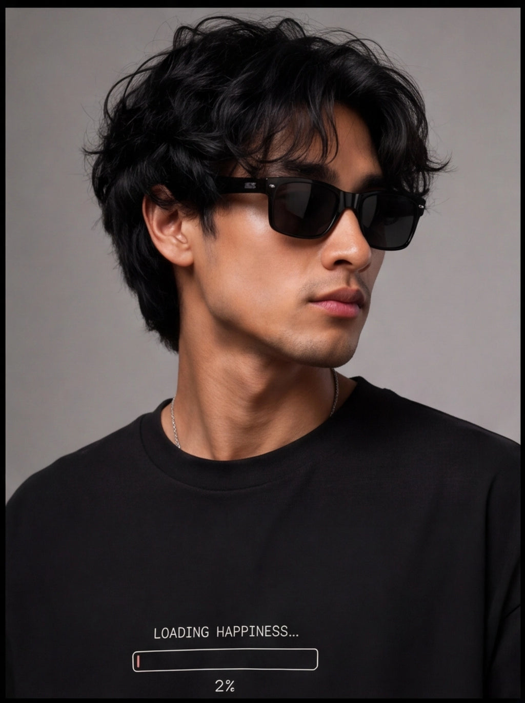 Loading Happiness Graphic Oversized T-Shirt - Black