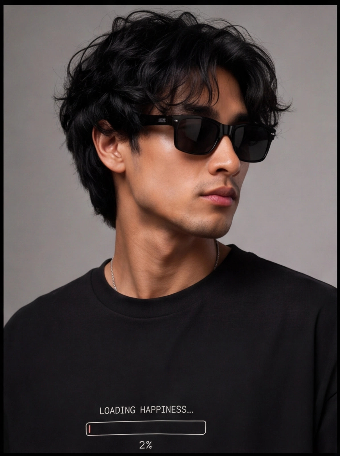 Loading Happiness Graphic Oversized T-Shirt - Black
