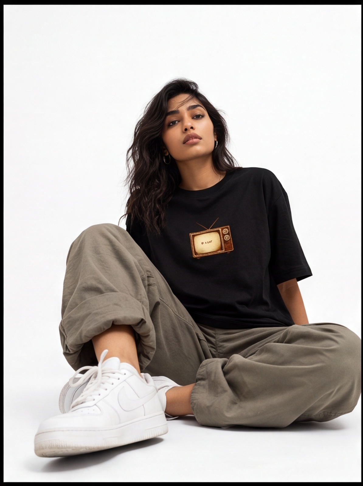Not From Delhi But My Rizz Is Oversized T-Shirt – Black Vintage Graphic Tee