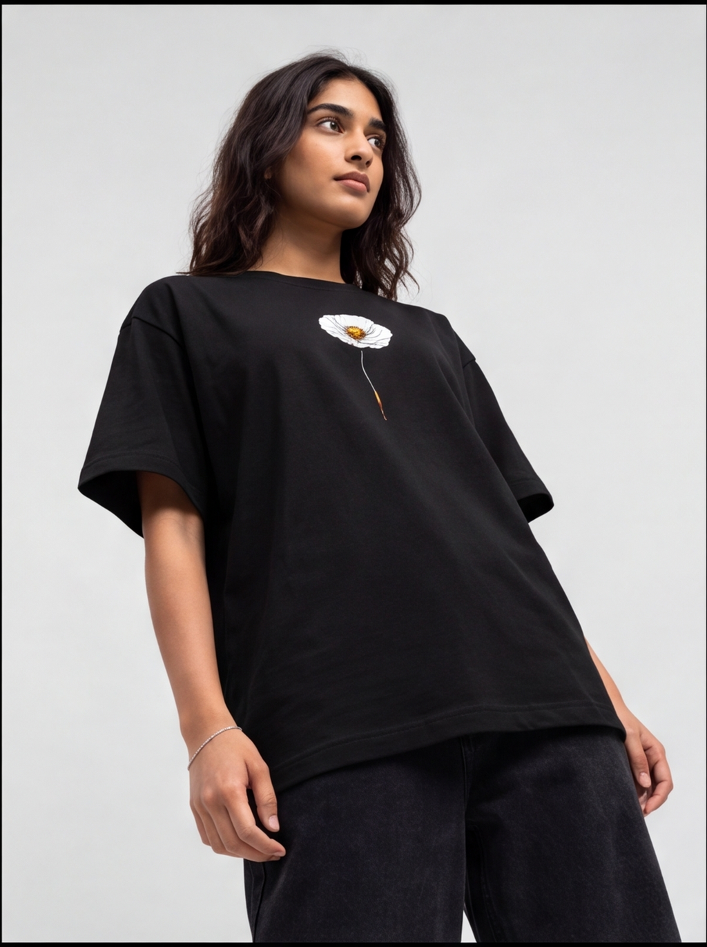 Dream On Floral Oversized T-Shirt – Black Aesthetic Graphic Tee