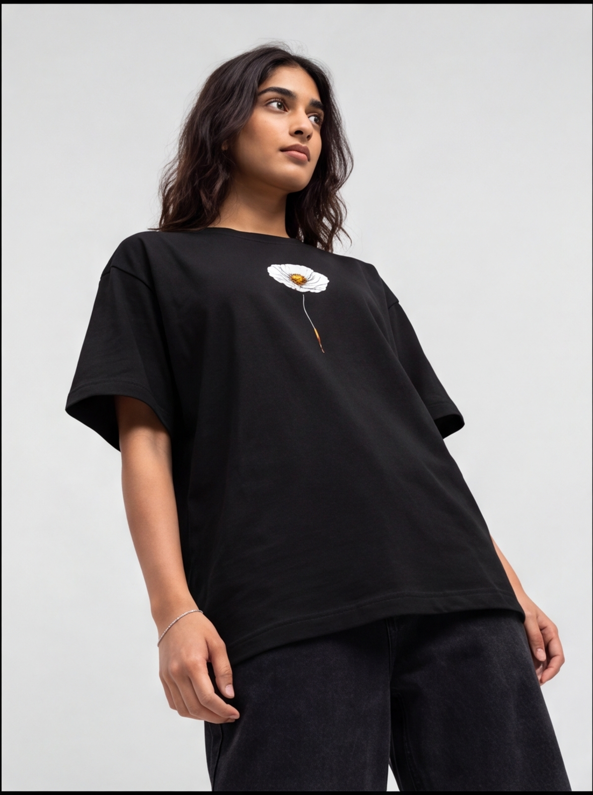 Dream On Floral Oversized T-Shirt – Black Aesthetic Graphic Tee