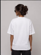 Running on Chai, Chaat & Zero Serotonin Oversized T-Shirt – White Graphic Tee