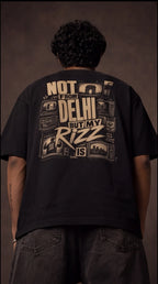Not From Delhi But My Rizz Is Oversized T-Shirt – Black Vintage Graphic Tee
