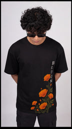 Bloom Premium Cotton Oversized Tee/T-Shirt - Black