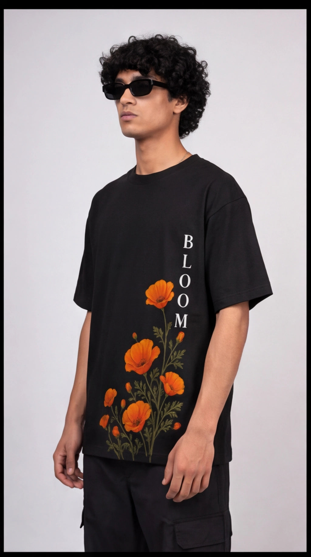 Bloom Premium Cotton Oversized Tee/T-Shirt - Black