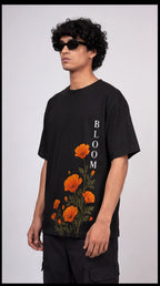 Bloom Premium Cotton Oversized Tee/T-Shirt - Black