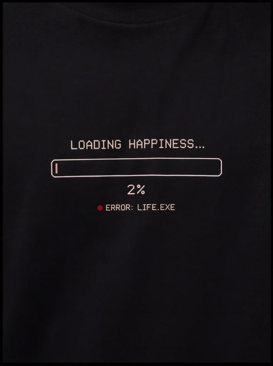 Loading Happiness Graphic Oversized T-Shirt - Black