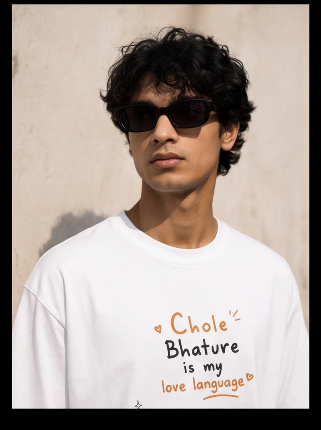 Chole Bhature Is My Love Language Oversized T-Shirt – White Graphic Tee
