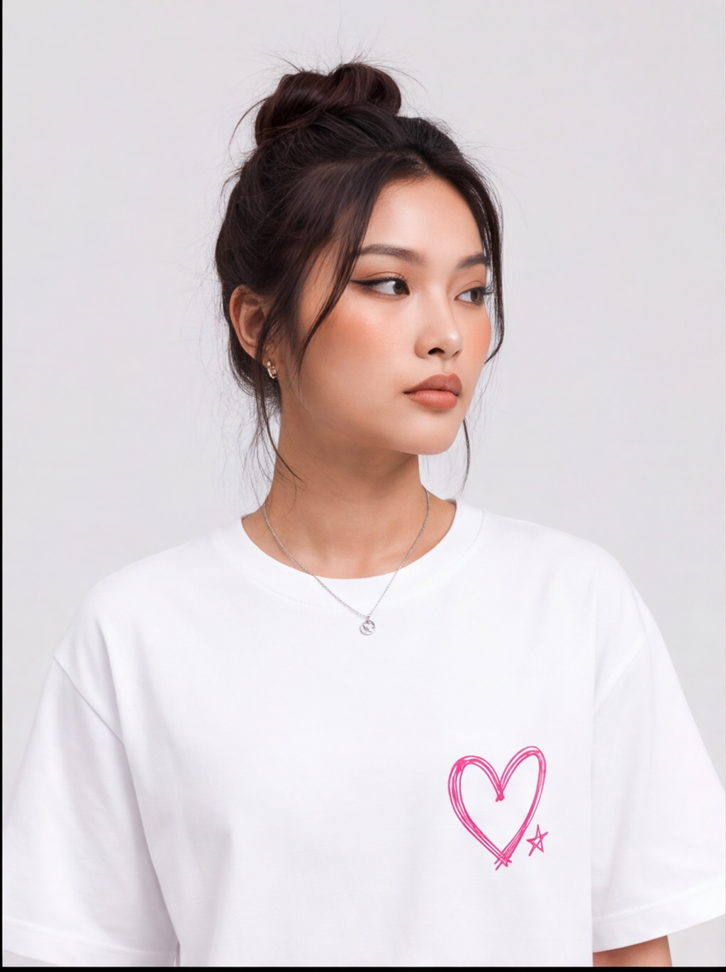 Belle Âme Cherry Blossom Oversized T-Shirt – White Floral Graphic Tee